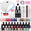 PHOENIXY 20pcs Gel Nail Polish Kit with UV Nail Lamp Top Base Coat Semi Permanent Varnish Manicure Set