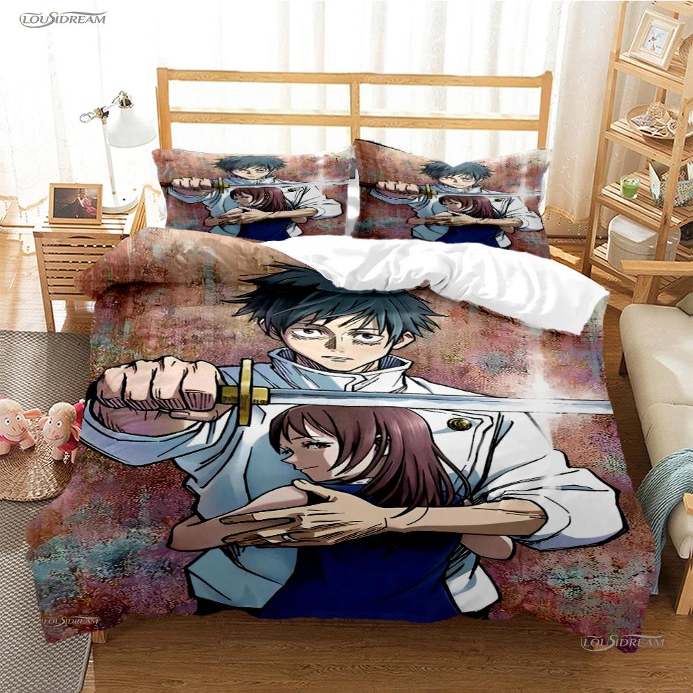 Cartoon Anime Jujutsu Kaisen Duvet Cover Comforter Bedding set Soft Quilt Cover and Pillowcas for Teens Single/Double/Queen/King