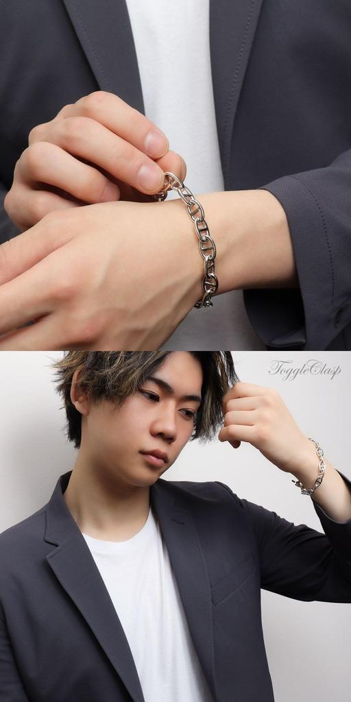 [Shinjuku Gin no Kura] 925 Sterling Silver Anchor Chain Bracelet with Mantle and T-Bar, 19cm, Simple, Ring, Marina, Ship Design, Toggle Clasp