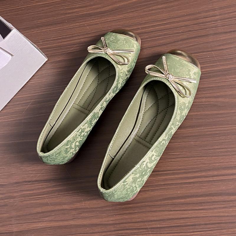 Весна/Осень Новые квадратные носки на квадратном каблуке Модные лоферы с бантом Удобная — фото 6