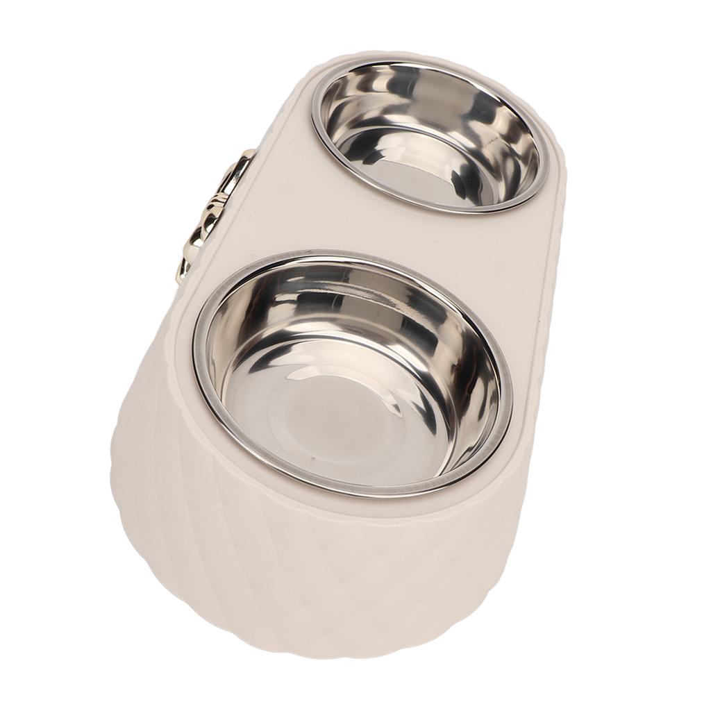 Double Pet Bowls Prevent Slip Stainless Steel Pet Food Water Bowls with Bowknot Decor Holder for