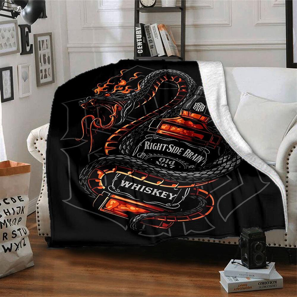 1pc Whiskey Snake Blanket Lightweight Flannel Blanket Throw Blanket For Sofa, Bed, Travel, Camping, Livingroom, Office, Couch