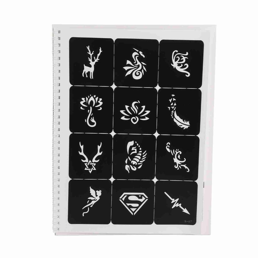 Temporary Tattoos Stencils 204 Patterns Water Resistant Reusable Hollow Out Body Art Stencil for Cosplay