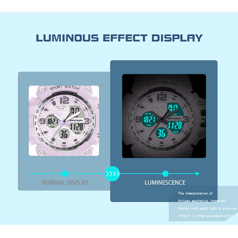 SANDA Neue einfache Mode Sport elektronische Uhr Nächte Licht Uhr Student Herrenuhr