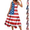Women's Casual Fashion Round Neck Sleeveless Vintage Floral Print With Irregular Hem Mid-length Dress
