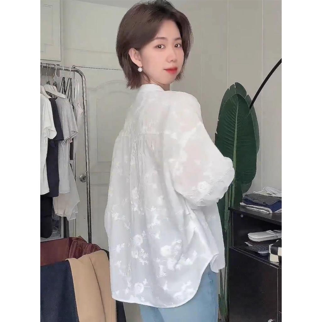 Elegant Embroidered Summer 2025 Women's Seven-Sleeve Top