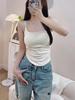 Pleated Slimming Tank Top with Chest Pad – Breathable Women's Casual Bandeau Top