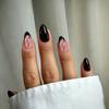 Simple Pure Black Glossy French Peach Blossom High-end Ins Style Wearable Manicure 24 Pieces Of Manicure Tablets