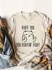 Cartoon Cat Print Cute  Breathable Topsitten DesignShort Sleeve FLUFF YOU Letter  Round Neck Fashion  Breathable Tops T-Shirt