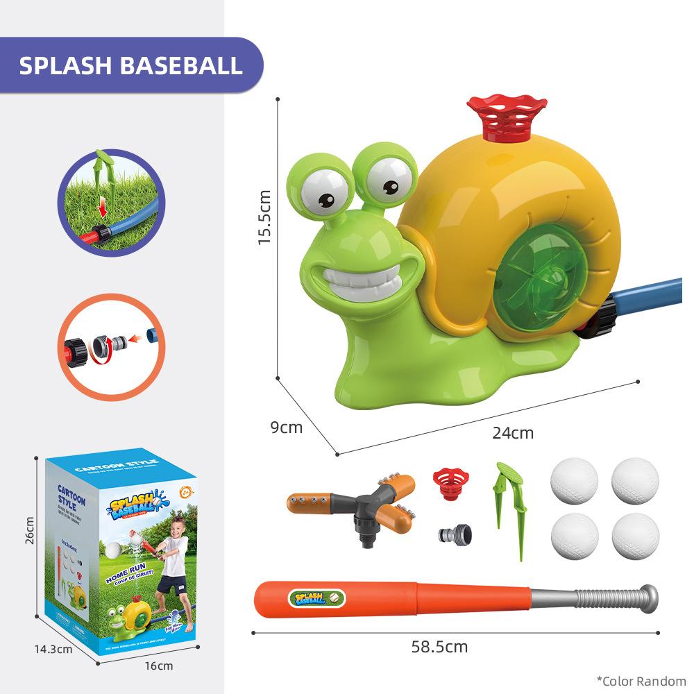 2 in 1 Outdoor Wassersprüh-Rasensprenger Baseball-Set für Kinder & Kleinkinder Hubschrauber Hydrant Wassersprüh-Spielzeug mit 2 Sprühköpfen