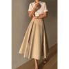 Elegant High-Waist A-Line Midi Skirt for Women - Perfect for Spring & Autumn