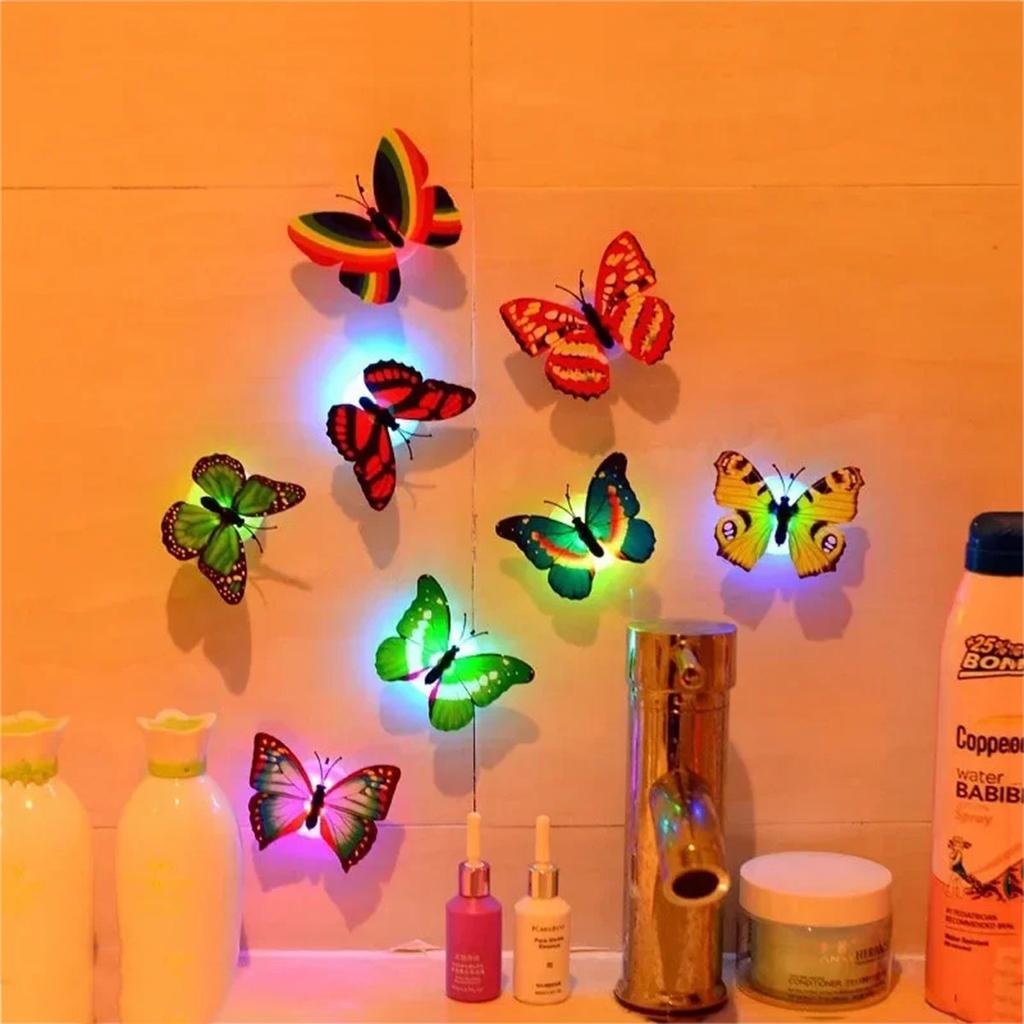 Ranpo Hot Butterfly Night Light Creative Funny Colorful Glowing Butterfly Light Stickable Diy LED House Decorative Wall Lights