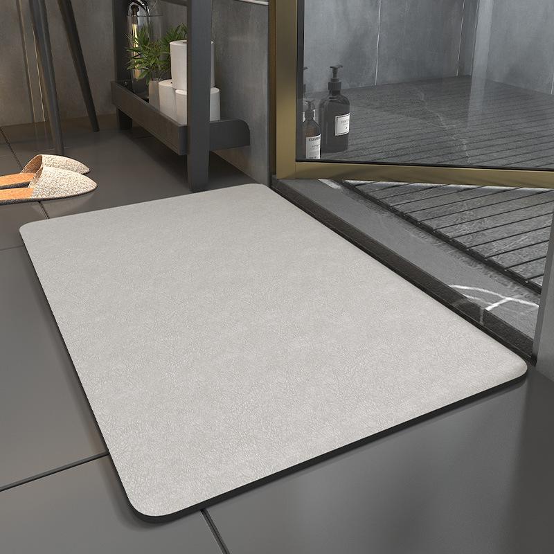 Non-Slip Bath Mat Diatomite Mats with Rubber Backing Soft Absorbent Bathroom Rug Diatomite Mud Thin Bath Mat for Hallway Shower