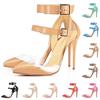 Women Sandals Stilettos  Summer Sexy Transparent PVC Fashion Pointed Toes High Heels Ankle Strap Sandal Party Wedding Shoes