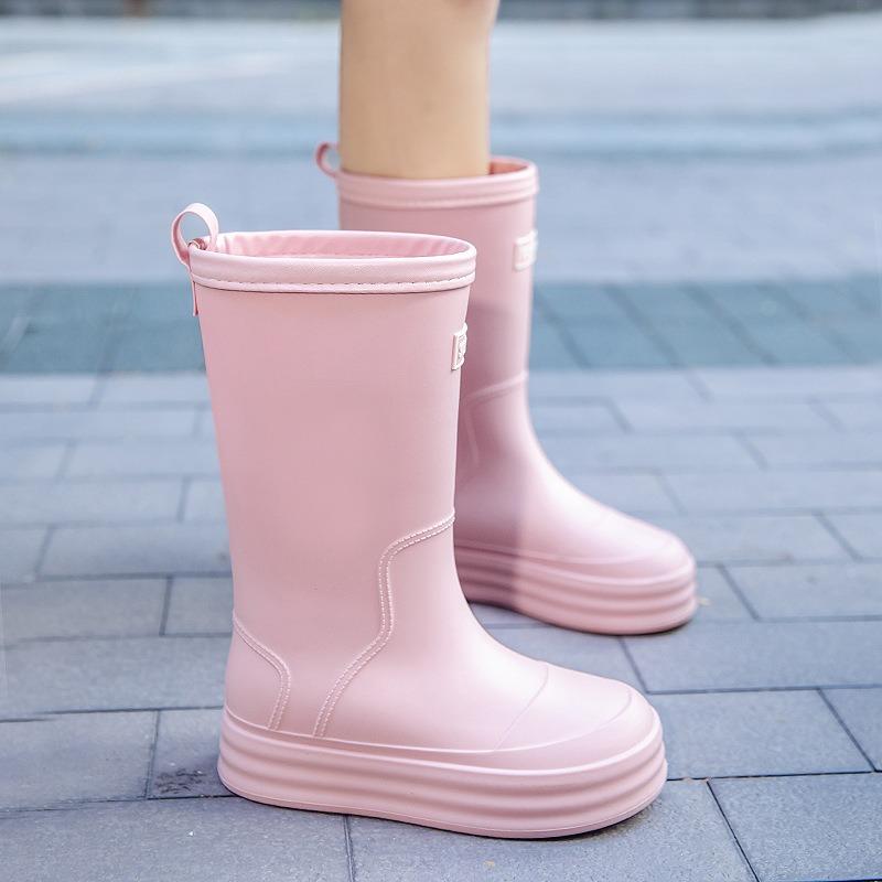 Rain shoes women's adult fashion long tube water shoes women's velvet warm rain boots waterproof and non-slip kitchen rubber shoes wear-resistant