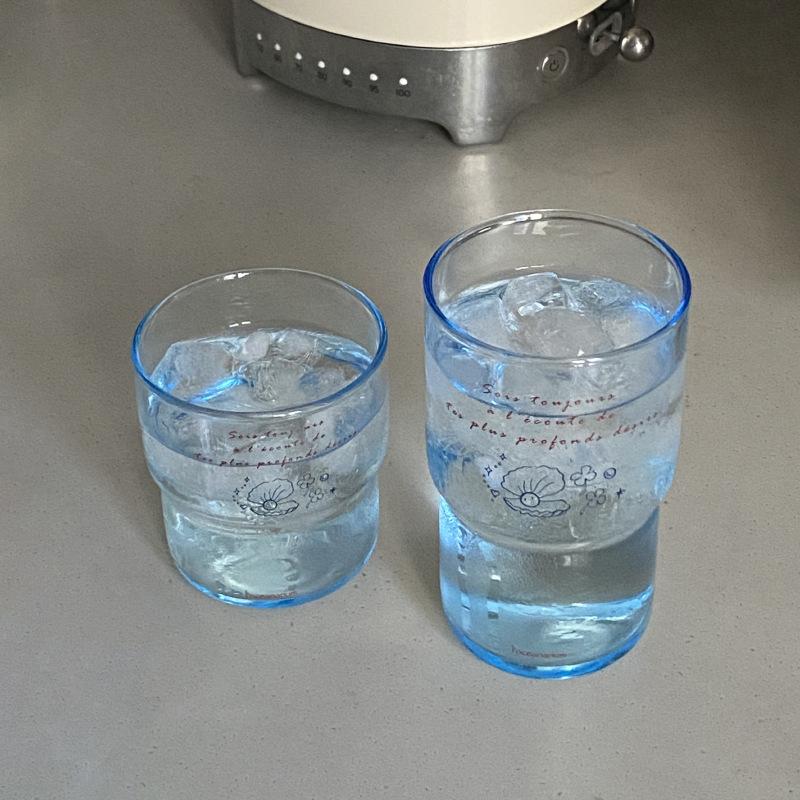 Nische Original Hochtemperaturbeständige Eisblaue Glas-Kaffeetasse, Design-Sinn Schalenmethode Romantische Wasserglas-Textur