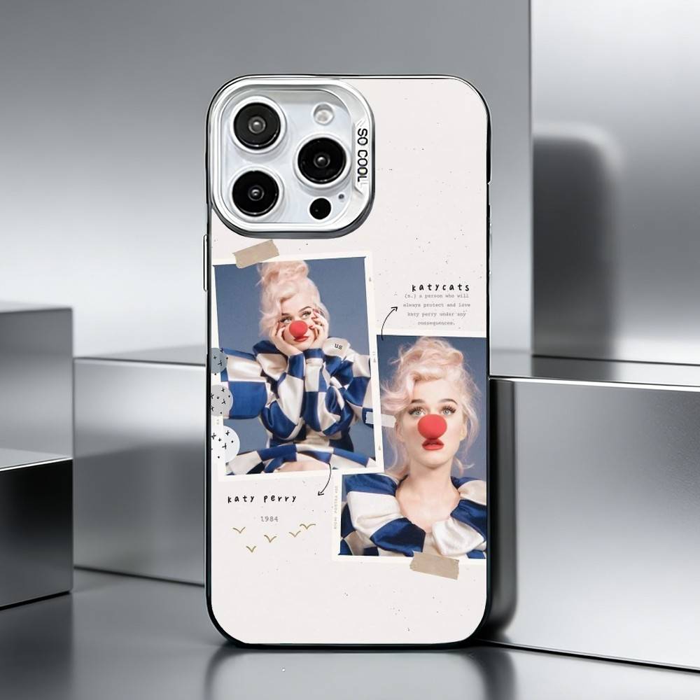 Singer K-Katy P-Perry-KP    Phone Case For iPhone 17,16,15,14,13,12,11 Plus,Pro Max,XS,Colored silver phone case