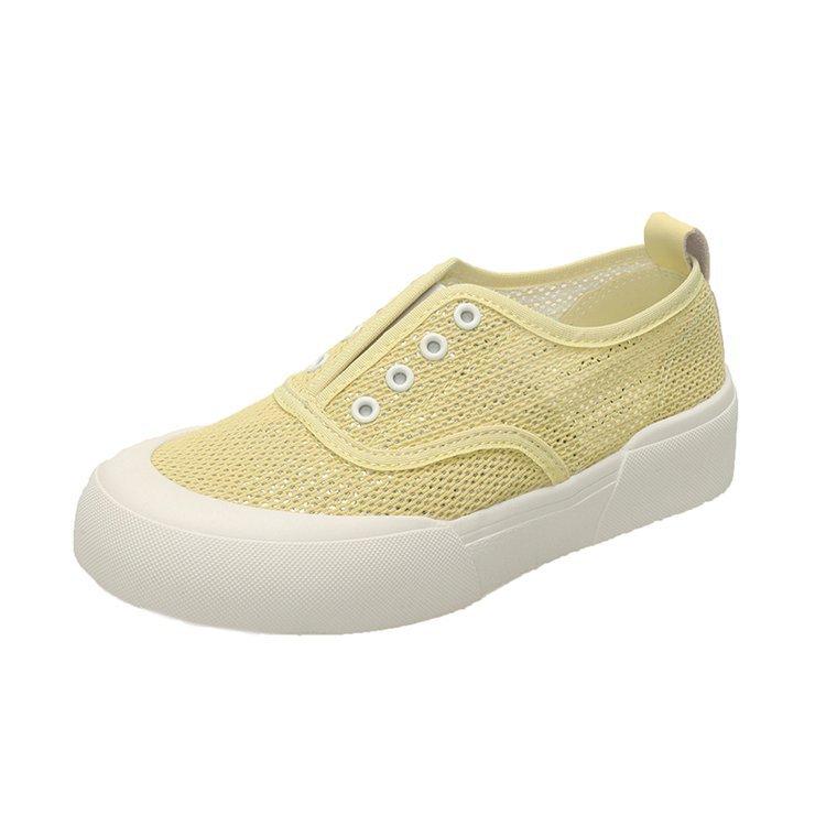 Lazy one-pedal single shoes women's 2025 summer new little white shoes spring breathable mesh sequins platform casual board shoes