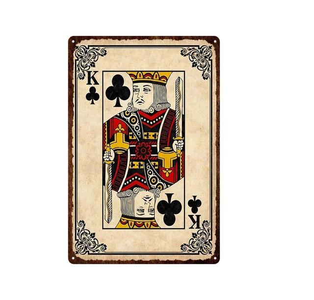 Vintage Poker Card Guitar Metal Tin Sign Music Bar Garage Casino Wall Decor Retro Iron Poster Plaque Home Art Decoration