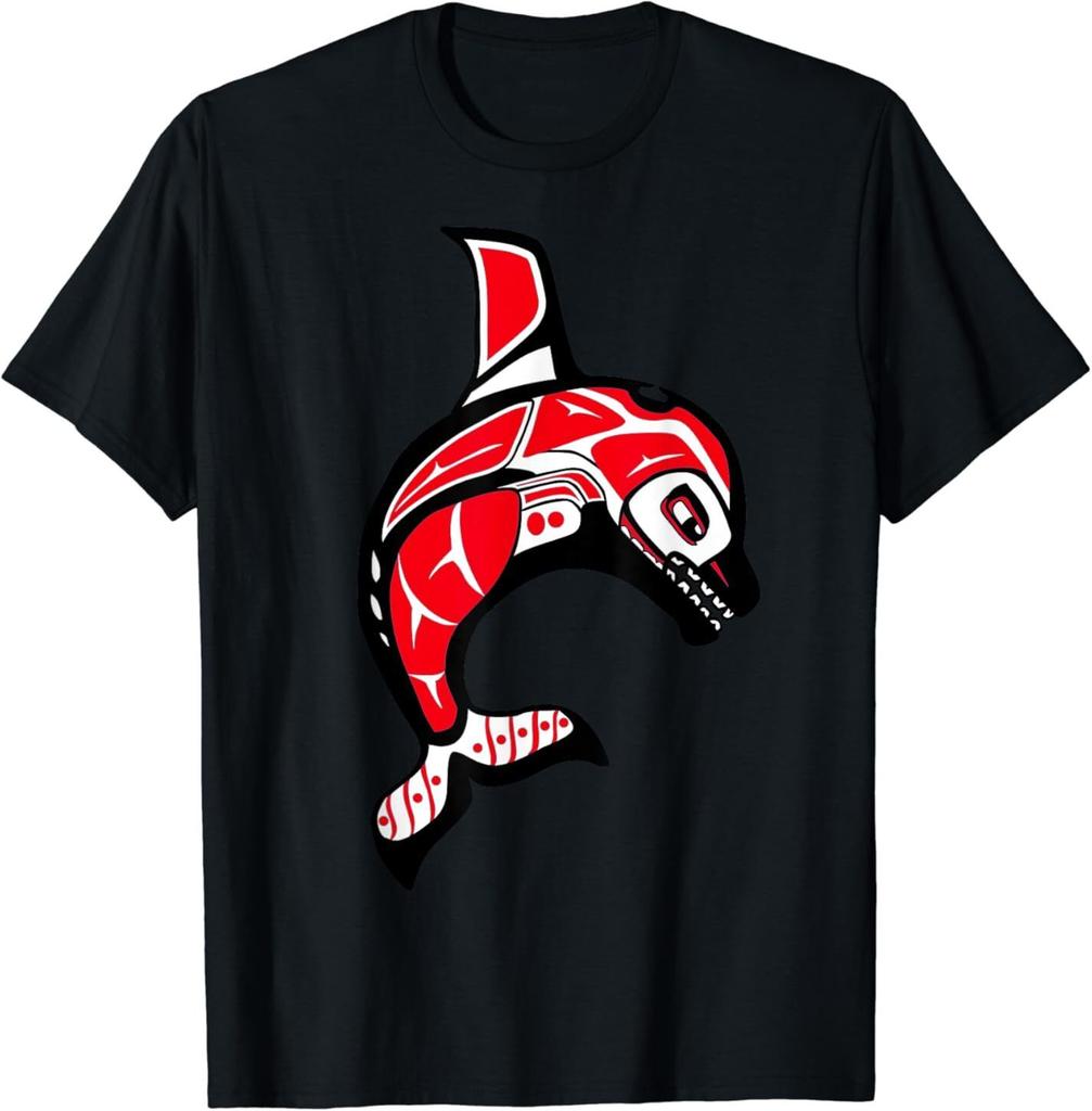 Unisex Shirt Cotton Oversize Large Size NEW LIMITED Native American Indian Whale Orca Design Best Gift Tee T-Shirt S-3XL
