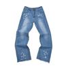 EastRogue High Street Washed Faded Distressed Baggy Jeans Straight Baggy Retro Casual Denim Trousers Vintage Loose Denim Pants