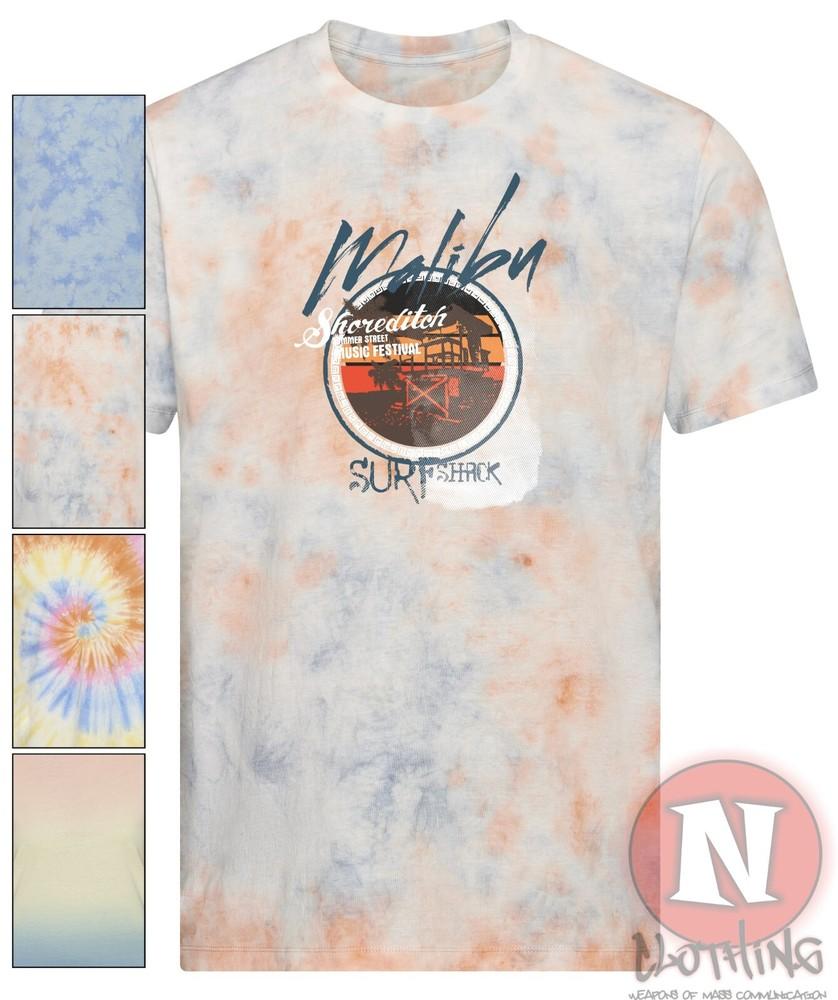Malibú Surf Shack Camiseta Tabla de Playa Vacaciones Arena Tie-Dye