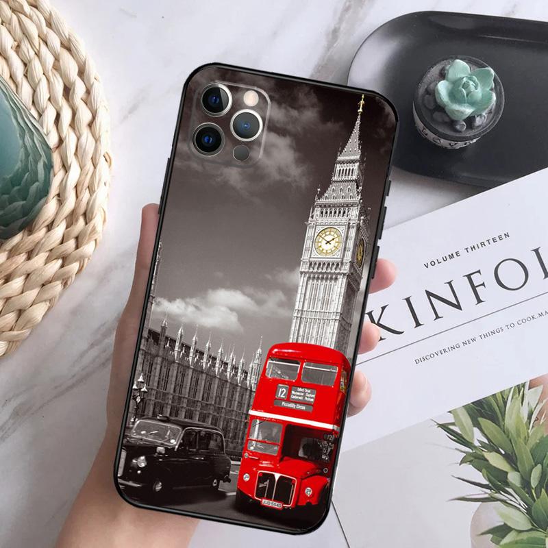 London Red Bus Big Ben Phone Case For iPhone 16 Pro 11 12 13 14 15 Pro Max Mini XS X XR 7 8 16 Plus Cover Coque