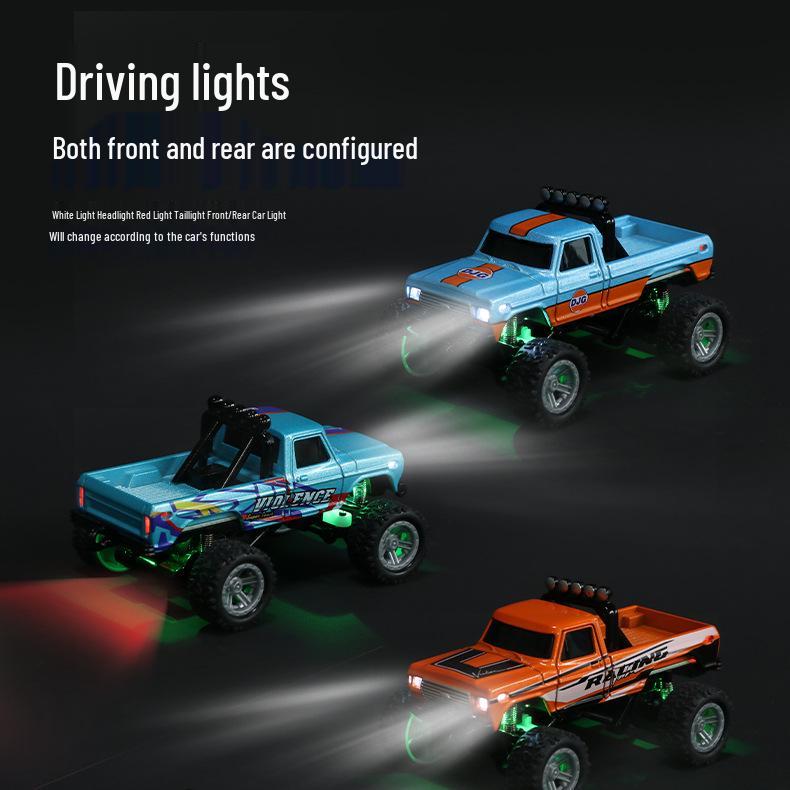 1:64 Mini Off-Road Big Foot RC Car with Alloy, Cool Lights & Shock Absorption for Kids