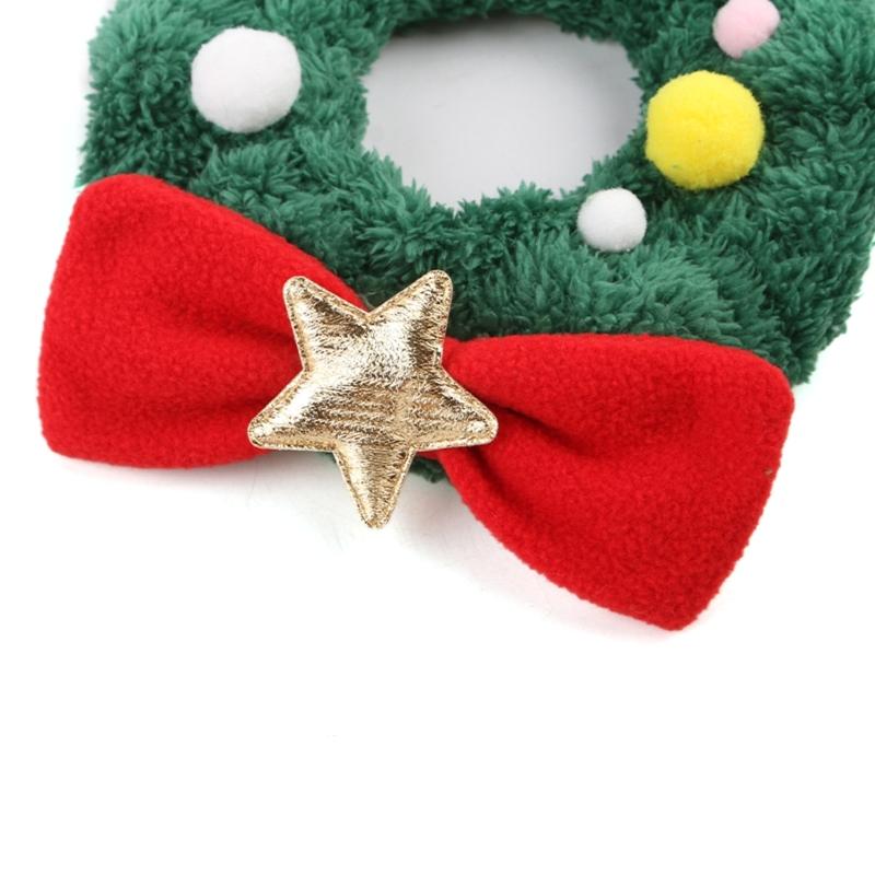 Christmas Pet Costume Dog Cats Neck Jewelry Bowknot Collar Necklace Pet Birthday Supply Dog Collar Soft Pompoms