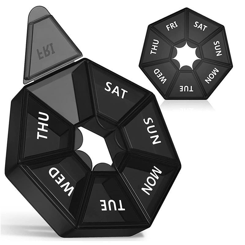 Weekly Portable 7-Grid Moisture-Proof Pill Organizer, Eco-Friendly Plastic Travel Storage Box.