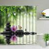 Chinese Style Ink Painting Bamboo Landscape Shower Curtain Flower Bird Scenery Bathroom Waterproof Cloth Bath Curtains With Ho
