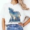 Vintage The Clearest Way Into The Universe Wolf John Muir Quote Print Tshirt Dark Acedemia Comfort Y2K Unisex Shirt Streetwear