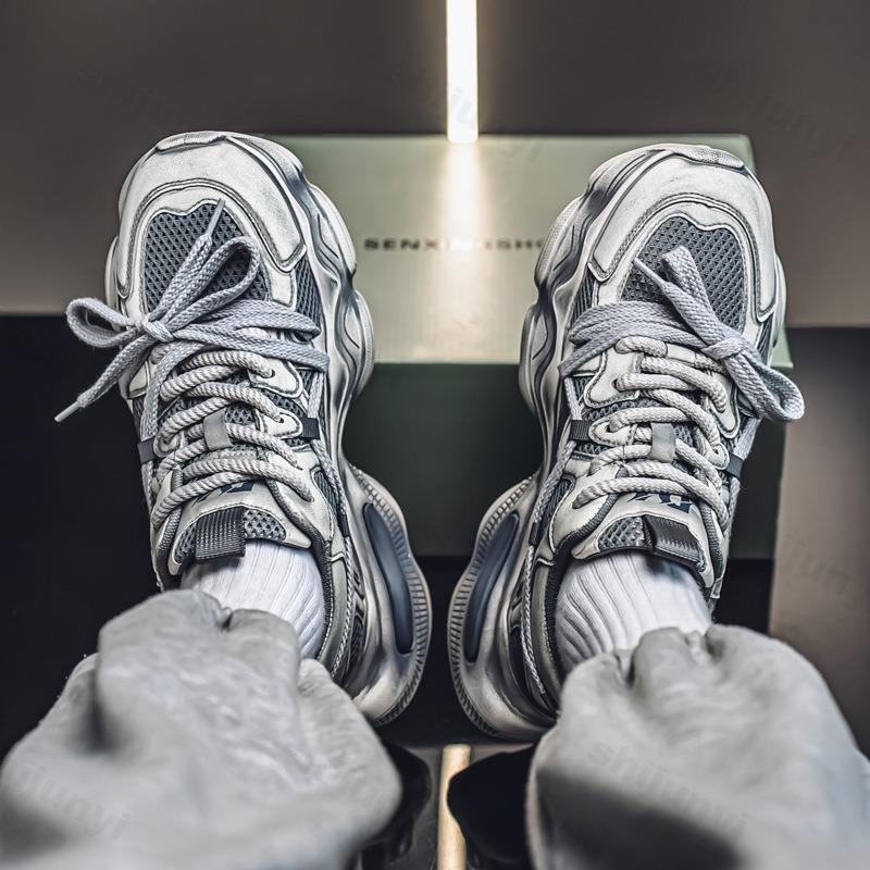 Fashion Men's Mesh Breathable Casual Shoes 2025 Summer New Fashion Trend Thick Soled Sports Shoes Comfortable Versatile Chunky sneakers