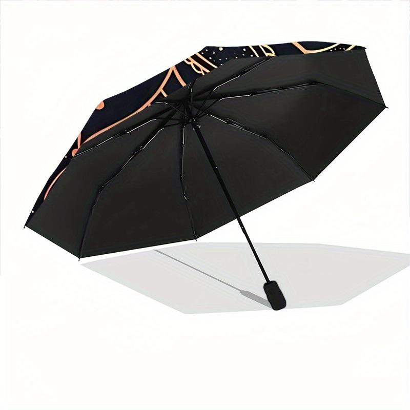 1pc Lotus Mandala Automatic Open/close Folding Compact Umbrella, 8-Rib Sturdy Canopy, Lightweight Portable, Everyday Use, Gift, Outdoor Umbrella, Trav