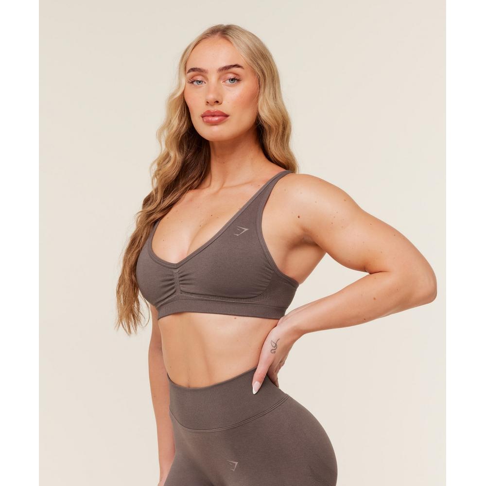 Gymshark Lift Seamless Sports Bra Cool Brown B5c9a Nbzg
