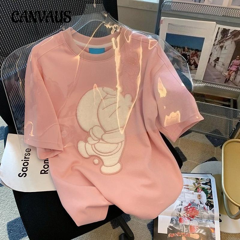 

Футболка ярких цветов с вышивкой букв и круглым вырезом, с короткими рукавами, женские летние свободные топы для пар L розовый