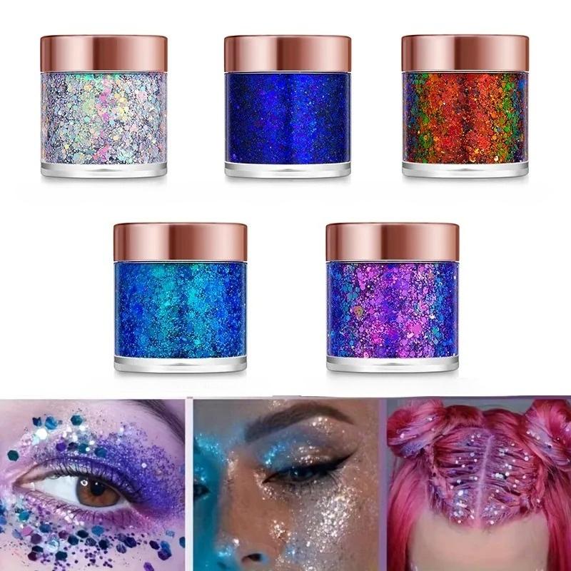 1 Stück Pailletten Körperglitzer Gel Make-up Glitzer für Körper Gesicht Haare Lidschatten, Festival Party Karneval Make-up Dekorationen Lang anhaltend