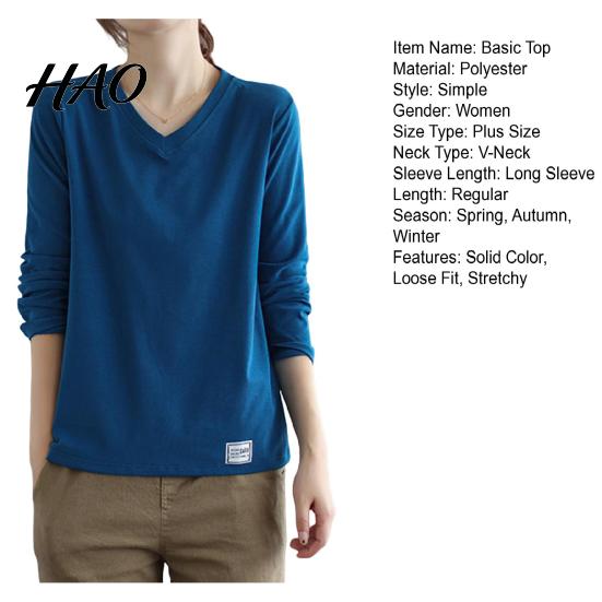 Bottoming Shirt V Neck Long Sleeves Women Top Autumn Pullover Winter Solid Color T-shirt Streetwear Sleeve