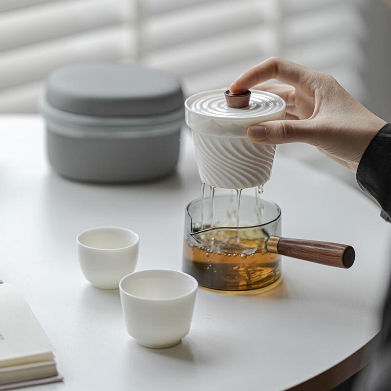 Mui Mutton Fat Jade Ceramic Travel Tea Set