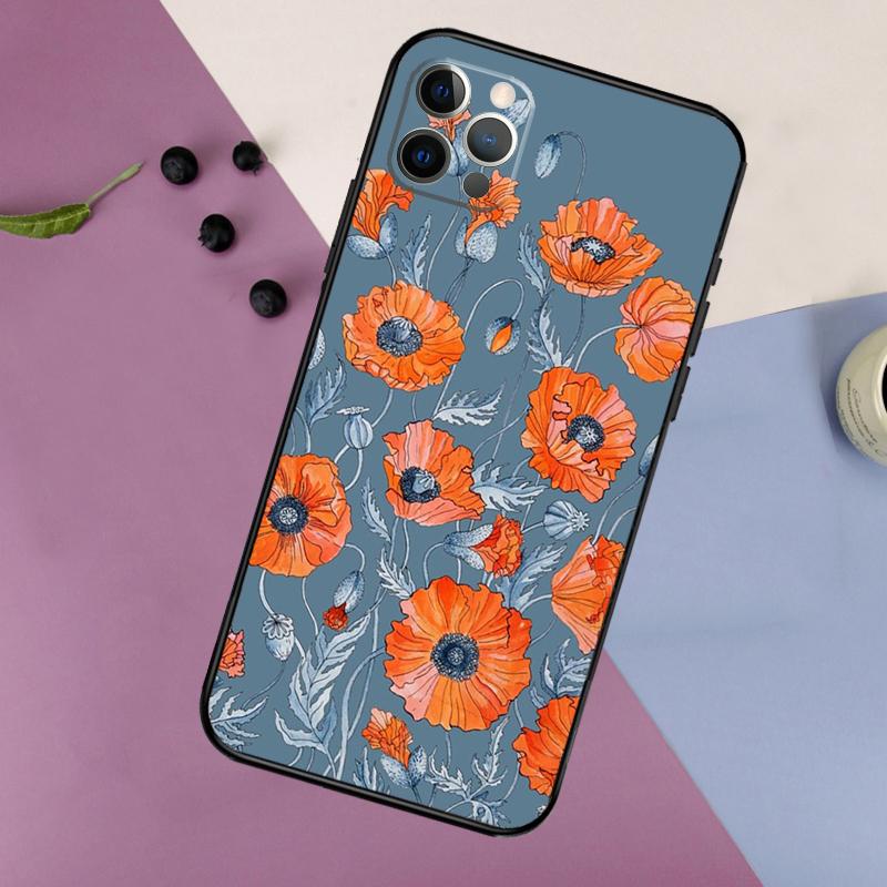 Flower Plant Art Phone Case For iPhone 16 15 14 13 11 12 17 Pro Max Mini 15 16 Plus 16e 17 Air Bumper Cover