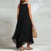 Mouwloze Chiffon Maxijurk voor Dames Asymmetrische Zoom Vloeiend Gelaagd Ontwerp Losse Pasvorm Elegante Zomerkleding