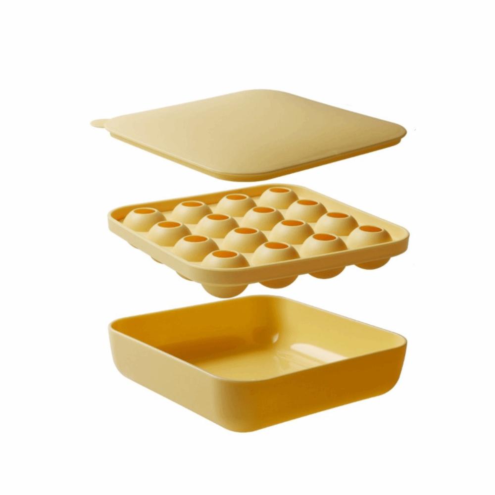 Press Type Ice Grid  Tray Food-Grade Ice Ball Mold Portable Baby Food Mold  Refrigerator жёлтый