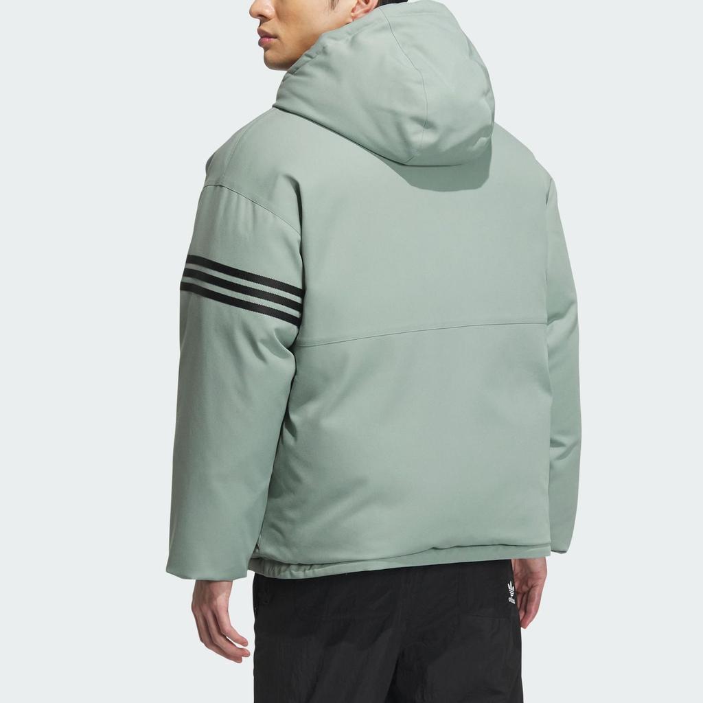 adidas Oryginalna dwustronna casualowa kurtka puchowa z kapturem Unisex Odzież wierzchnia Srebrnoszara Zielona IR7254