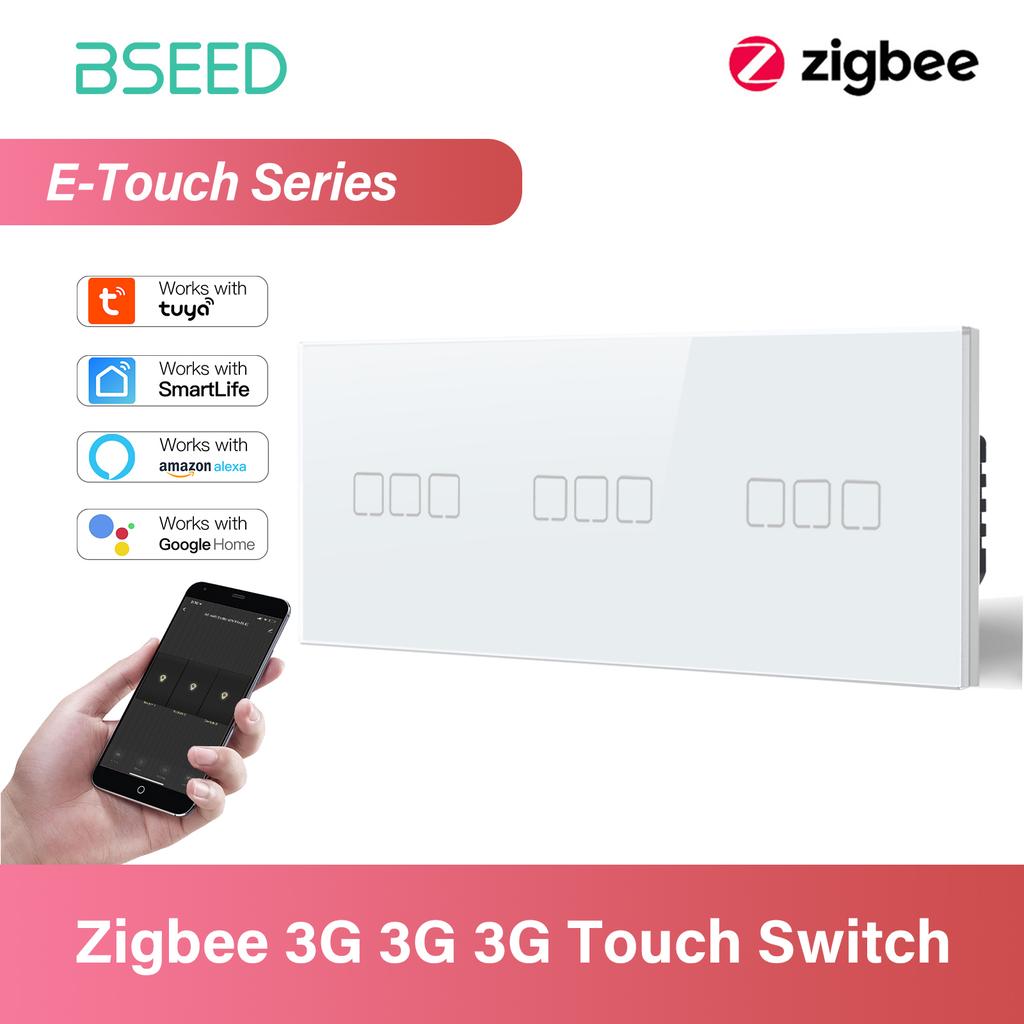 BSEED 1/2/3/4Gang Zigbee Touch Switch Glass Smart Wall Light Switch Touch Screen Backlight Control Aleax Smart Life App E Series