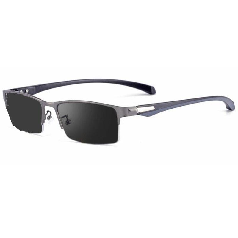 Men Half Metal Frame Photochromic Myopia Eyeglasses Women Chameleon Sun Prescription Glasses -0.5 -0.75 -1.0 -2 To -6