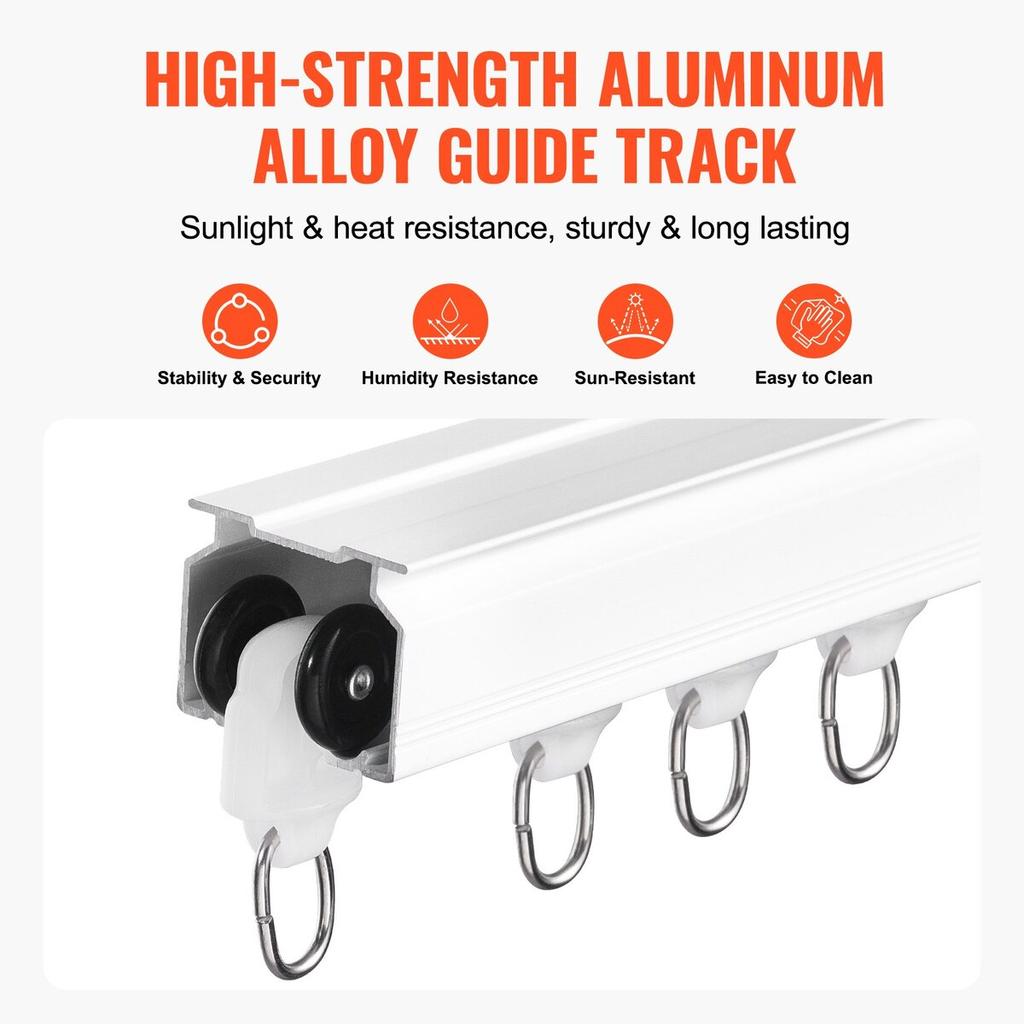 Ceiling Curtain Track Set 17.7 FT/5.4 Meter Room Divider with Hooks White