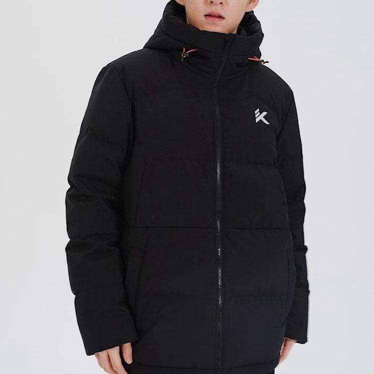 Anta Basketball Series Letter Zipper Hooded Down Jacket Men Outerwear Basic-Black 152341918S-5