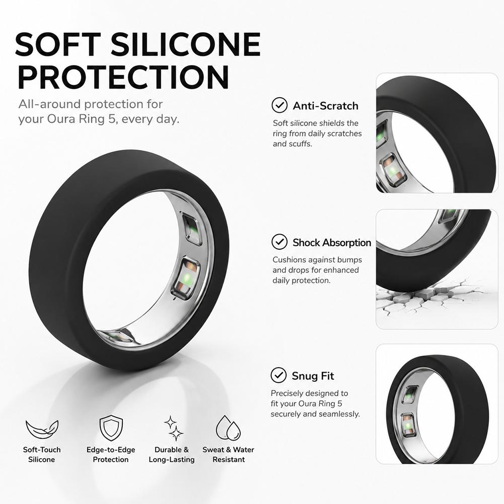 Silicone Ring Protective Case For Oura Ring 5 Rings Cover Anti-Scratch Working Out Accessories Men Women Case Finger Wrapper