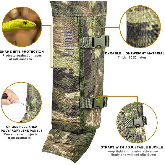 QOGIR Snake Guard Protection Chaps: Snake Bite Protection for Ankle to Thigh Snake Chaps, Waterproof Snake Gaiters for Men & Women, Hunting Full