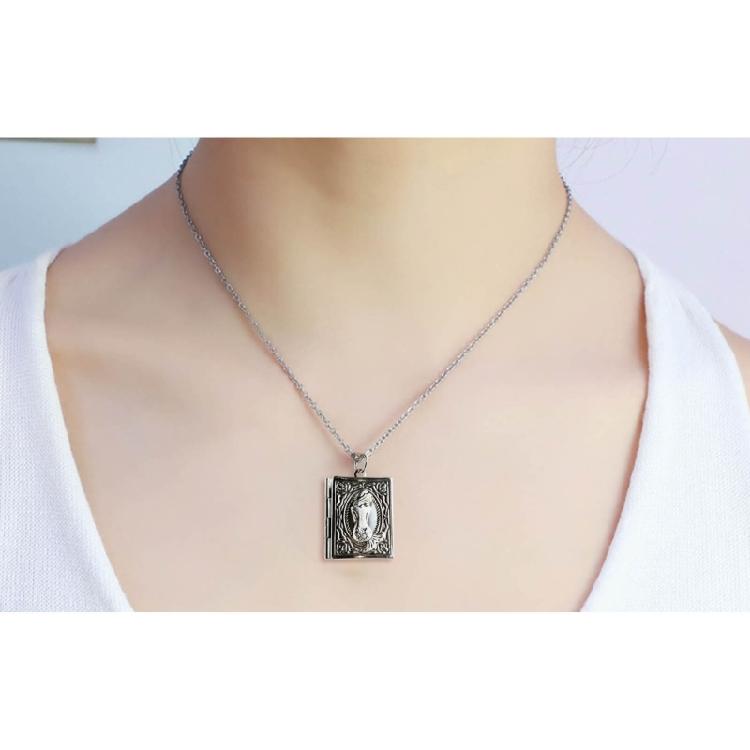 Dainty Book Locket Necklace Personalized Pendant Sweater Chain for Daily Wear